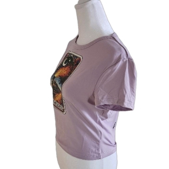 Upcycled Purple Crop Top  Hot Mess Express Graphic Tee Handmade OOAK Size L - Picture 5 of 17